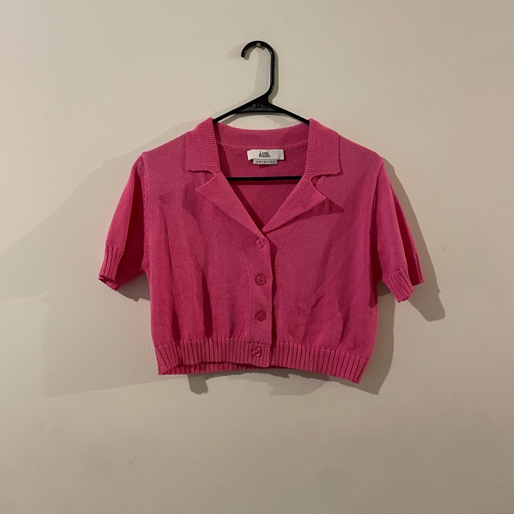 love bonito hot pink cropped cardigan